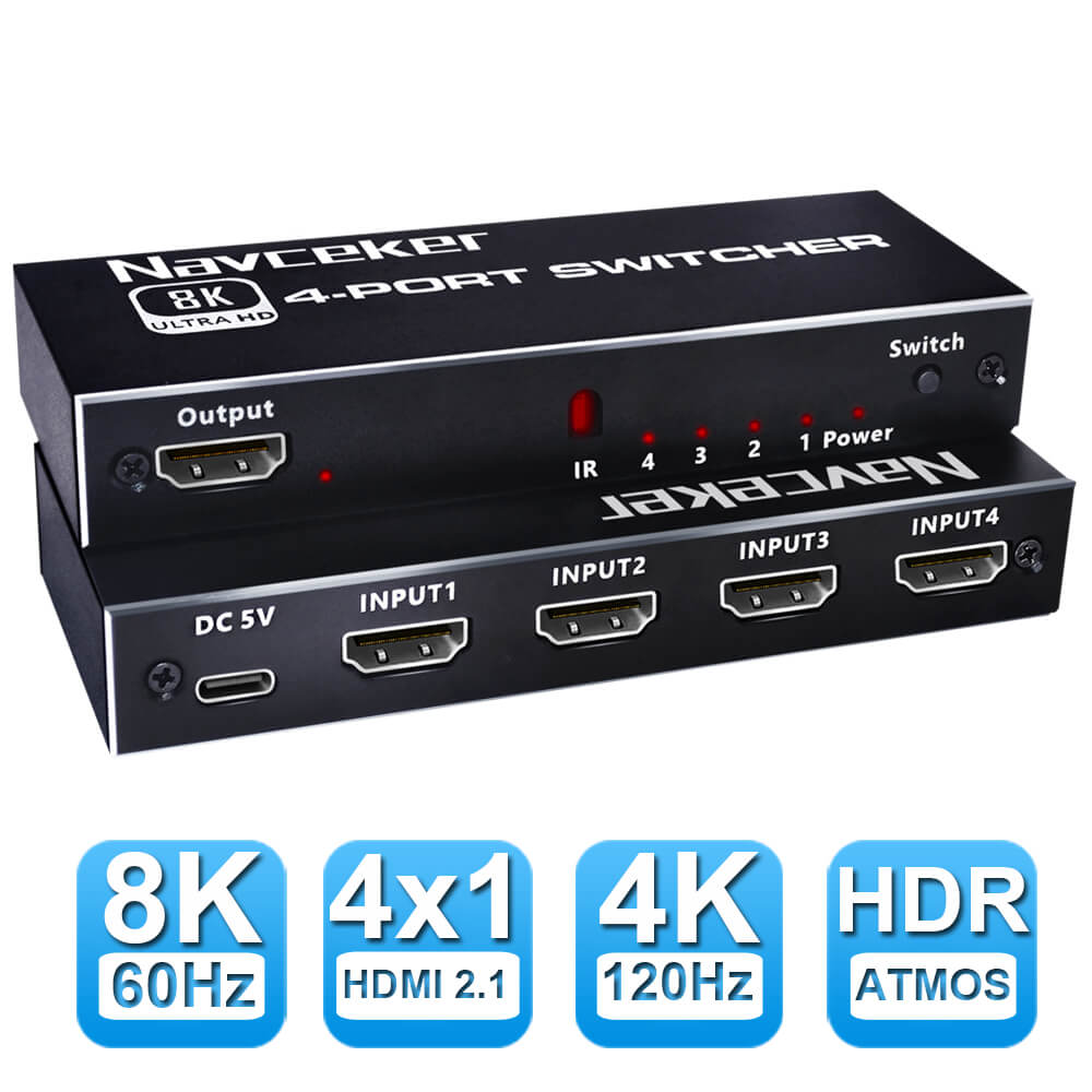 DISCOUNTED! 8K HDMI 2.1 Switch 4K 120Hz 4x1 48Gbps VRR CEC ARC HDCP2.3  HDR10 8K
